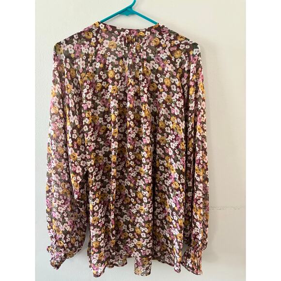 Torrid Womens Floral Chiffon Sheer Blouse Size 3X Button Down Feminine - Picture 2 of 8